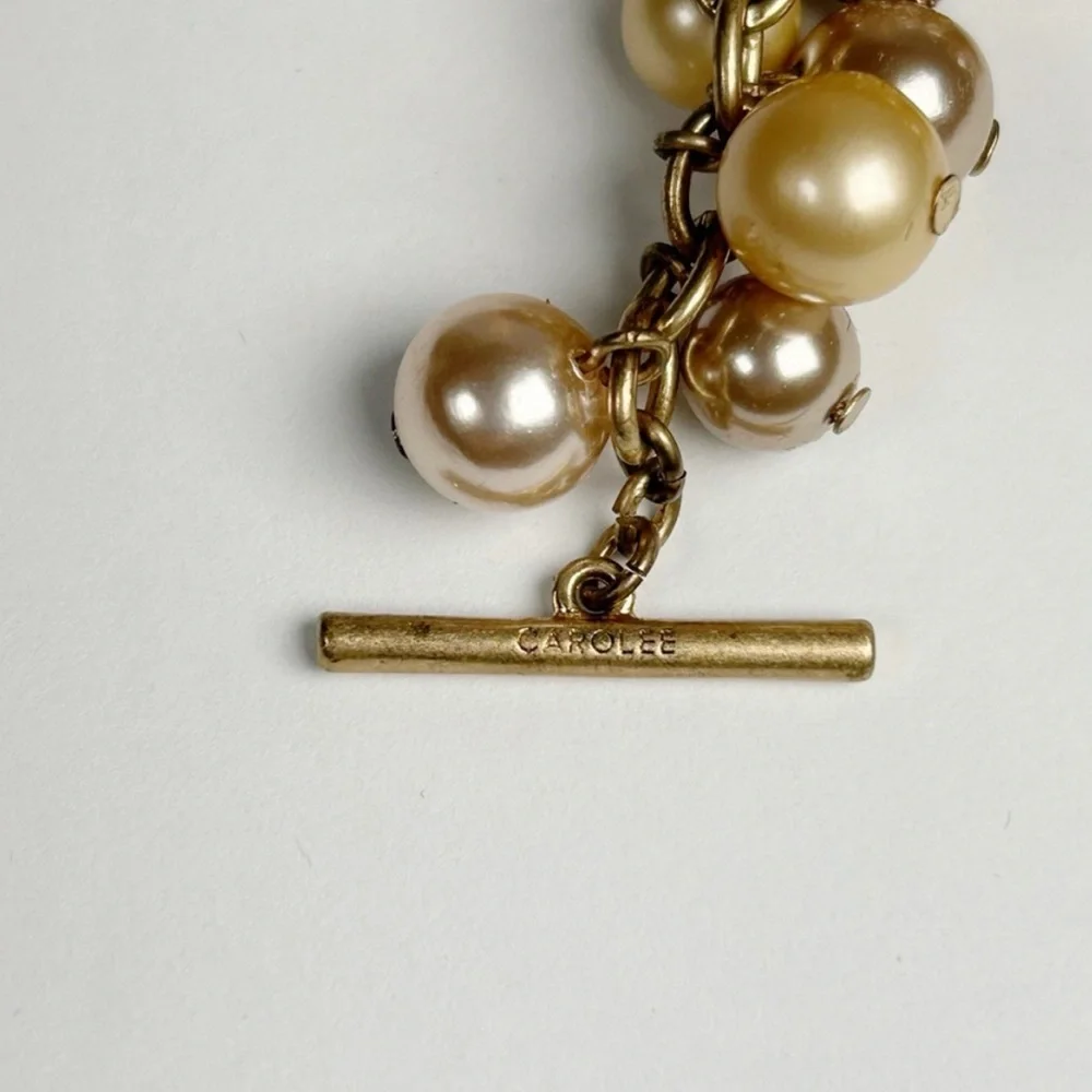 Carolee Bracelet Earring Boxed Set Charm Bracelet Pearls Dangling Pave GlobesNEW - Picture 3 of 9